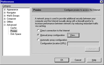 Netscape 4 Preferences Dialog Box